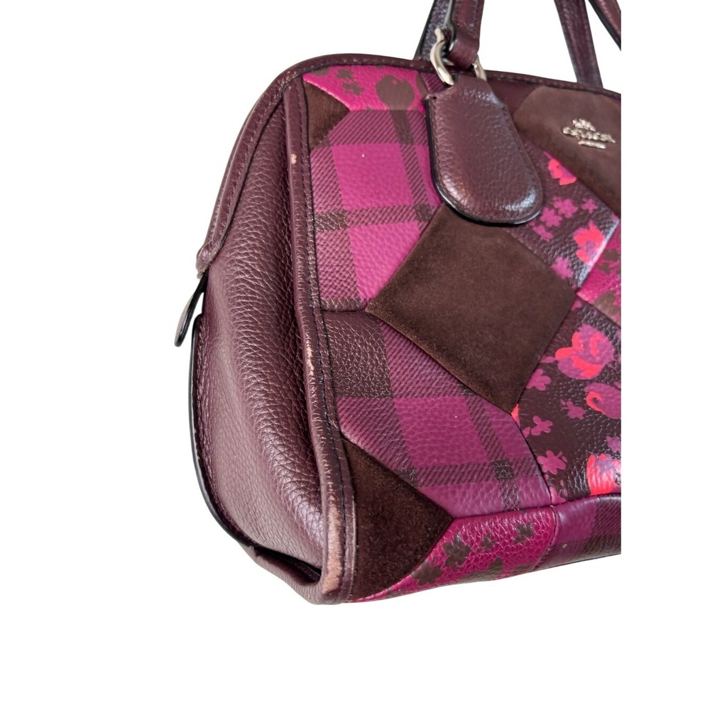 Coach Nolita 36557 Patchwork Leather Suede Satchel Burgundy Floral - Picture 5 of 10